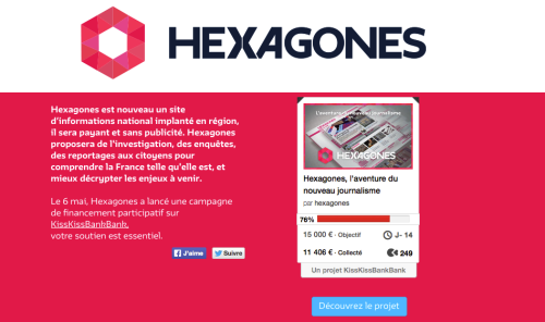 La page d'accueil du site Hexagones