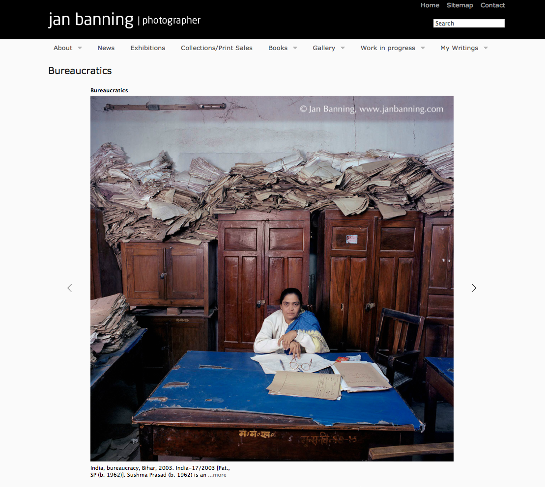 Copie d'écran du site Internet de Jan Banning